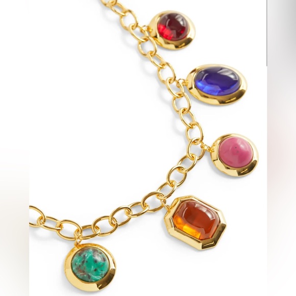 Lele Sadoughi Bezel Jewel Necklace Charm Necklace Gold - Picture 3 of 3